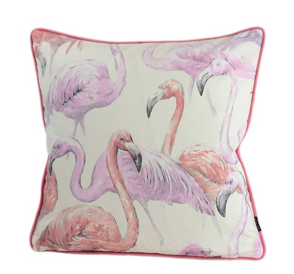 Kissenhülle Flamingo weiss mit Keder